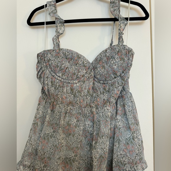 ASTR The Label Women’s Flutter Strap Floral Tiered Maxi Dress in Light Blue - Picture 5 of 6